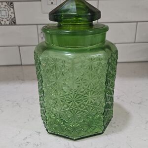 Green Glass Jar with Lid